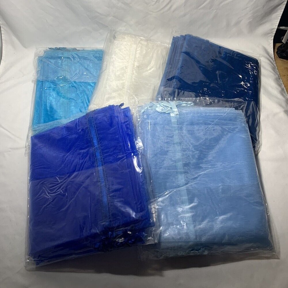 100 Winter Organza Bag Large 8x14" Gift Turquoise Light Blue Gray Royal White
